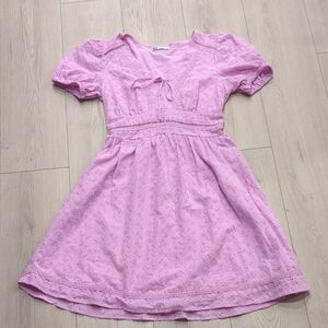 SO Pink Sundress with Puff Sleeves and Ruched Detailing